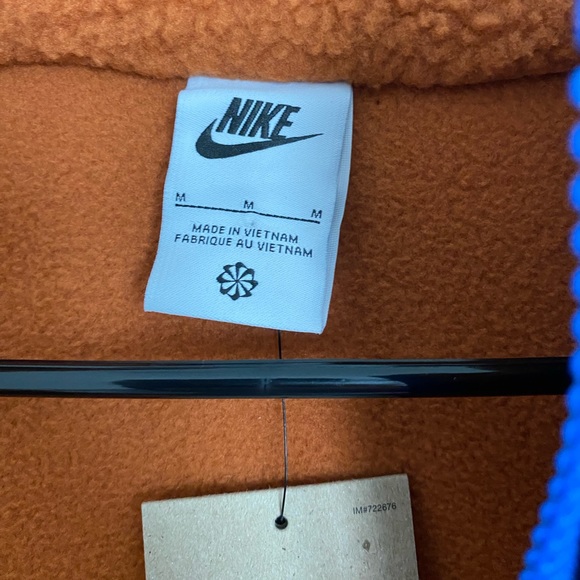 NWT Mens Nike Sportswear Sherpa Fleece Full Zip Jacket Rust Orange - Picture 2 of 7